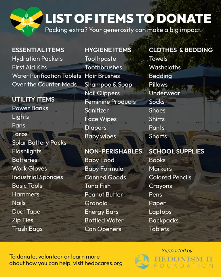 Hurricane Melissa - List of Items to Donate